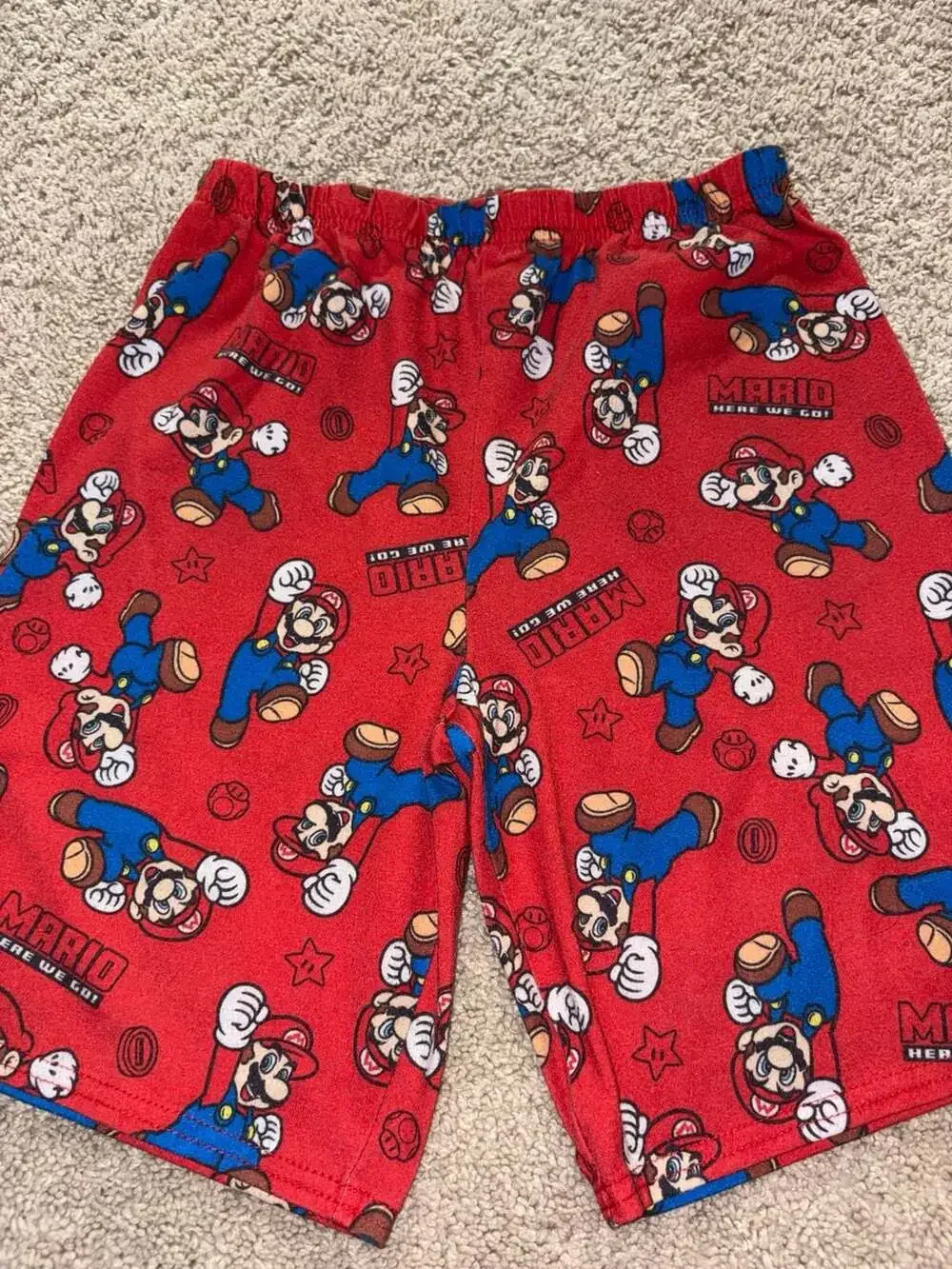 Super Mario Here We Go Boys 2-Piece Pajama Shirt and Shorts Set Size 10/12